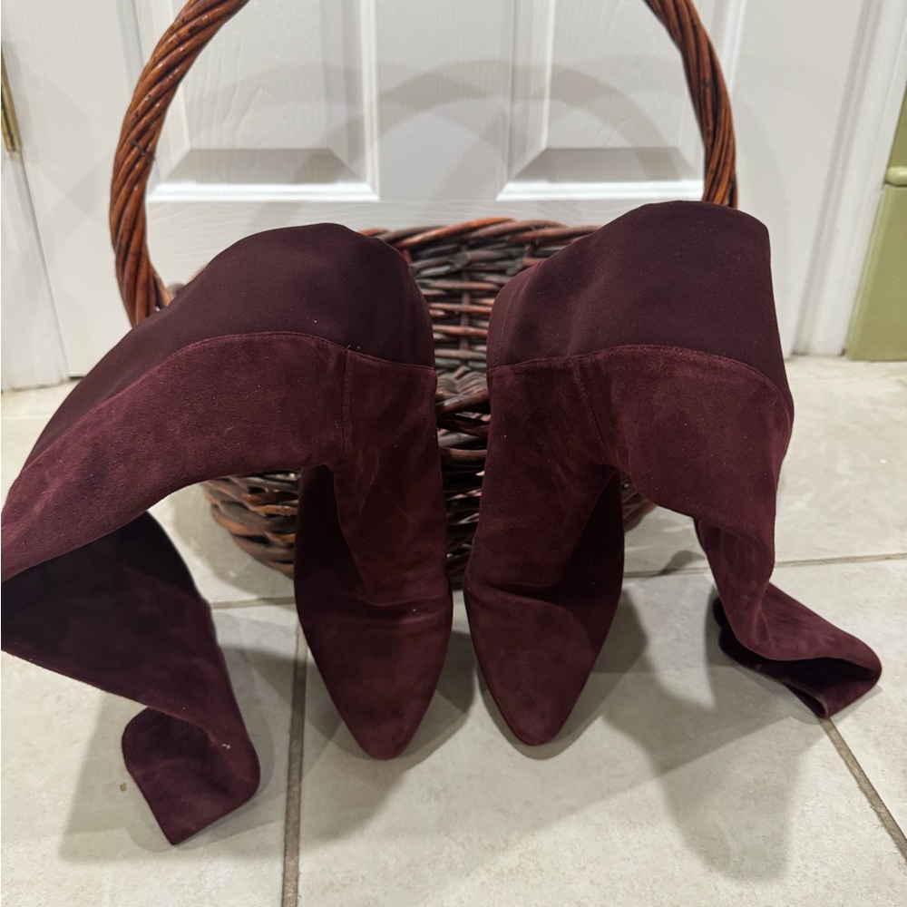 Stuart Weitzman Burgundy Suede Over-the-Knee Boots